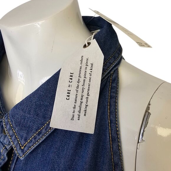 Anthropologie Pilcro Sleeveless Halter Swing Midi Dress Denim Size 1X NWT Jean - Picture 8 of 11